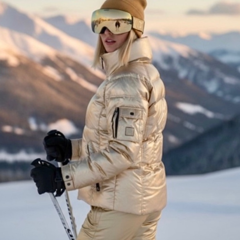 SAM. Metallic Gold Freestyle Down Puffer Parka Jacket Girl 12 / Womens XXS XS